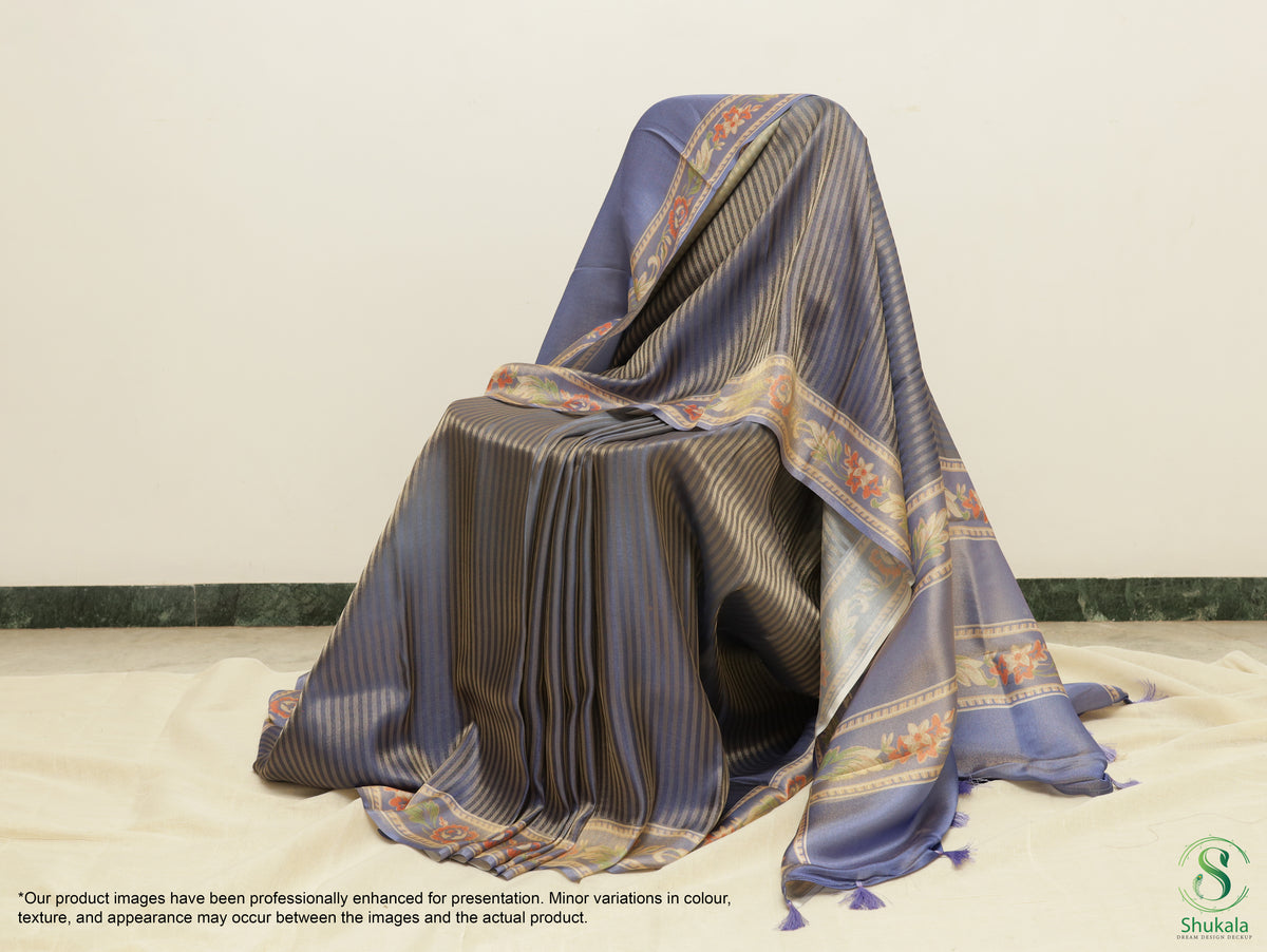Midnight Blue Metallic Sheer Saree