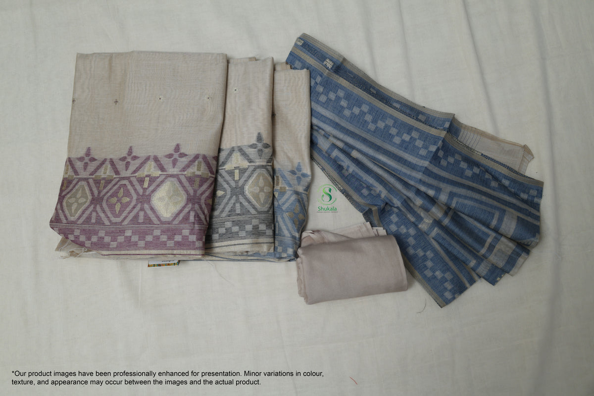 Ice Blue / Grey / Mauve Jamdhani Salwar Suit