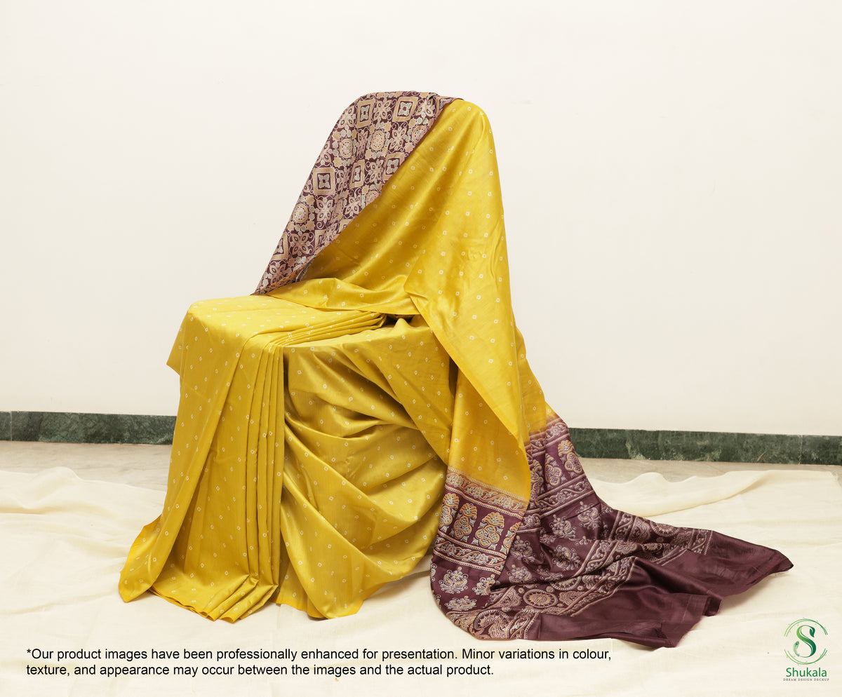 Mustard & Maroon Dual-Tone Festive Saree