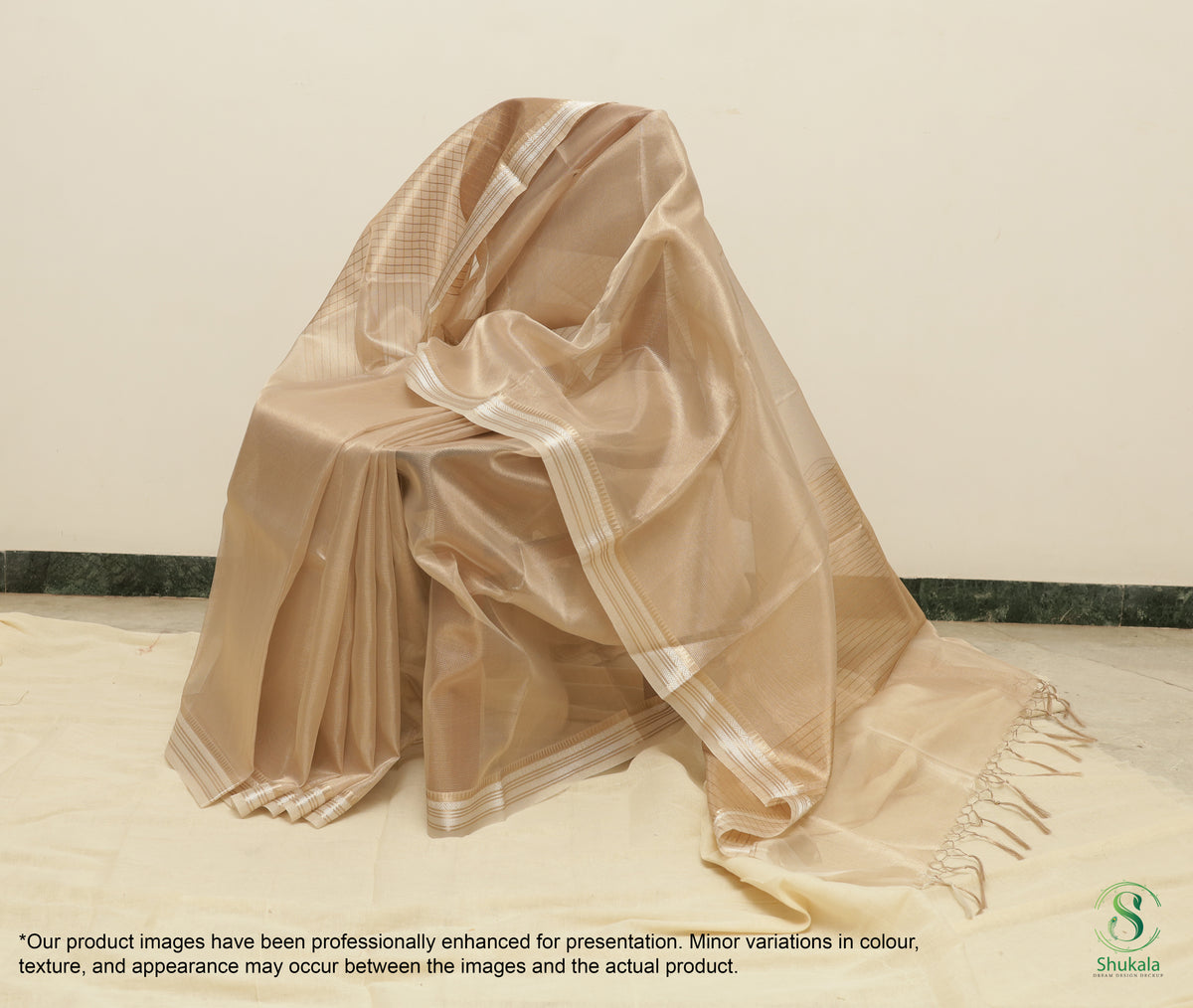Champagne Gold Tissue Silk Saree