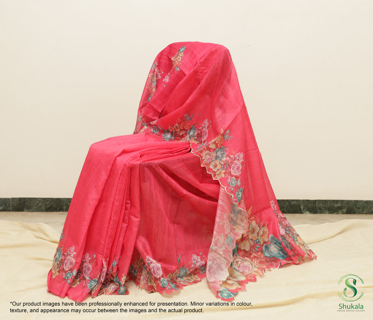 Fuchsia Pink Cut Work Designer Saree