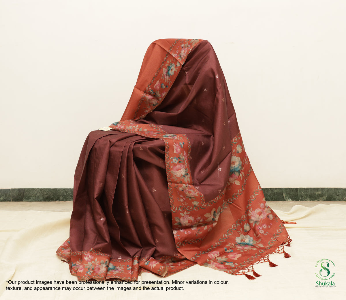 Rust Terracotta Hand-Embroidered Saree