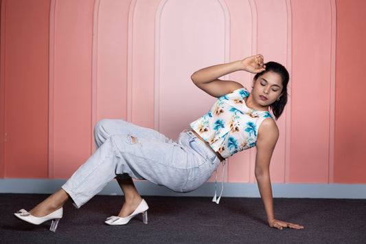 Azure Marble Essence Fleeted Top