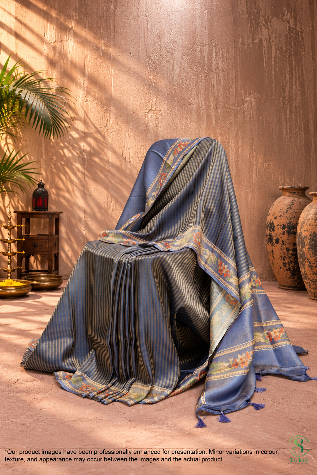 Midnight Blue Metallic Sheer Saree