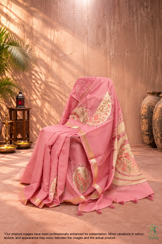 Rose Dust Scallop Embroidered Saree