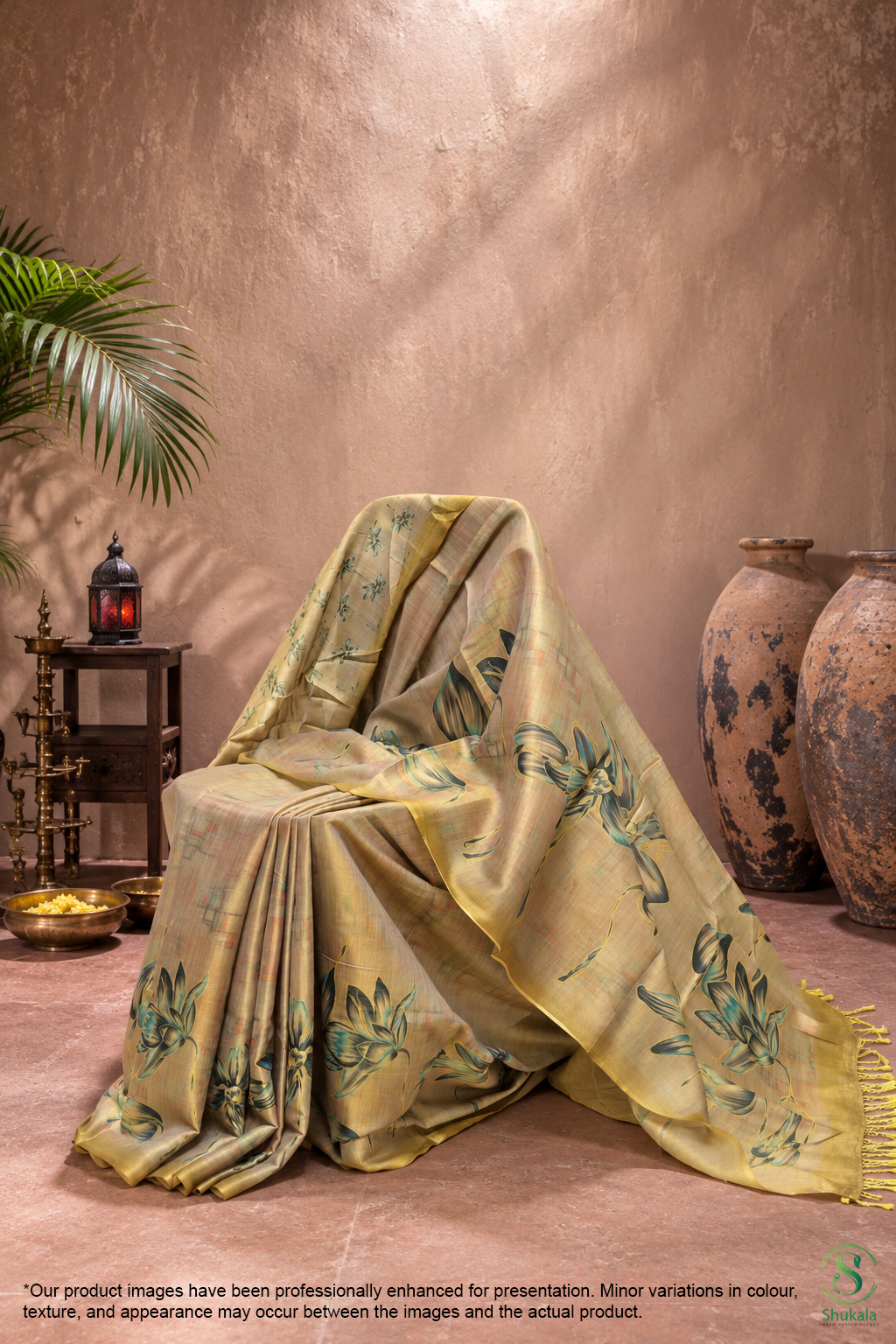 Olive Bronze Metallic Shimmer Saree