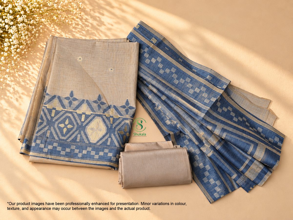 Ice Blue / Grey / Mauve Jamdhani Salwar Suit