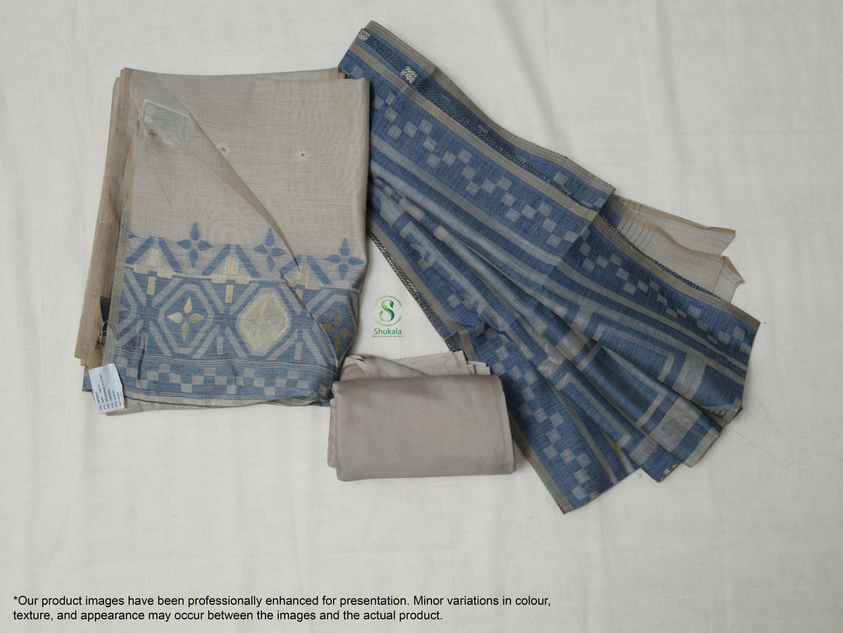 Ice Blue / Grey / Mauve Jamdhani Salwar Suit