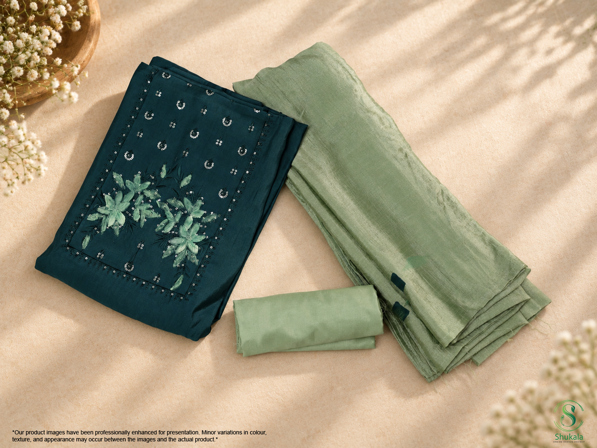 Bottle Green & Indigo Salwar Suit
