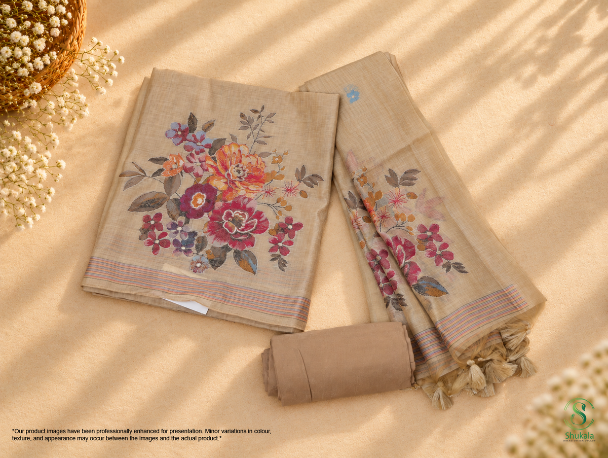 Sand Beige Floral Salwar Suit