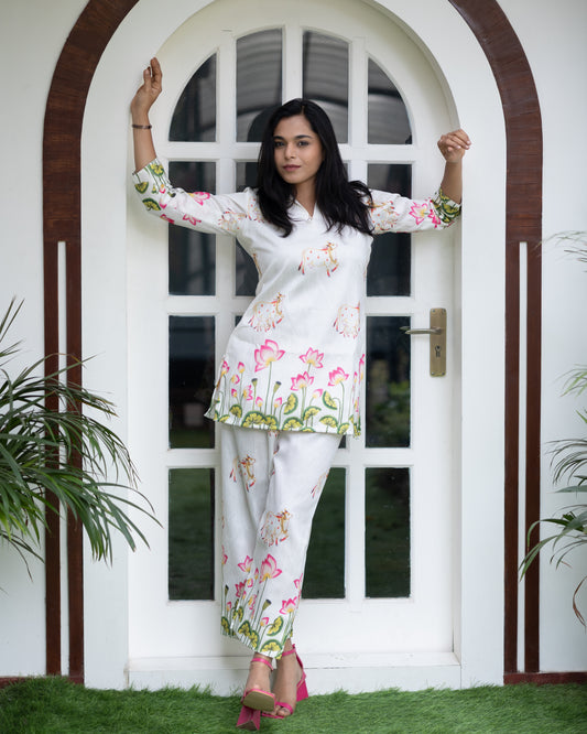 Pitch Kari Neon Splash on White Co-ord