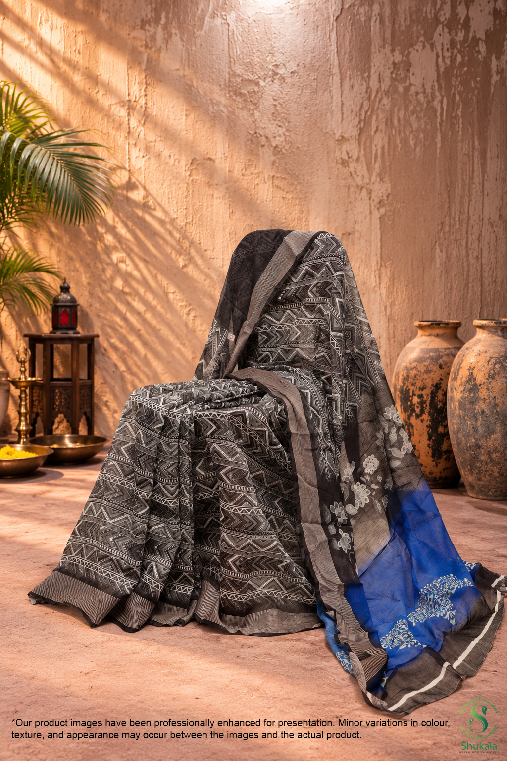 Onyx Black & Indigo Embellished Net Saree