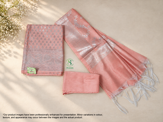Pastel Peach Traditional Silk Salwar Suit