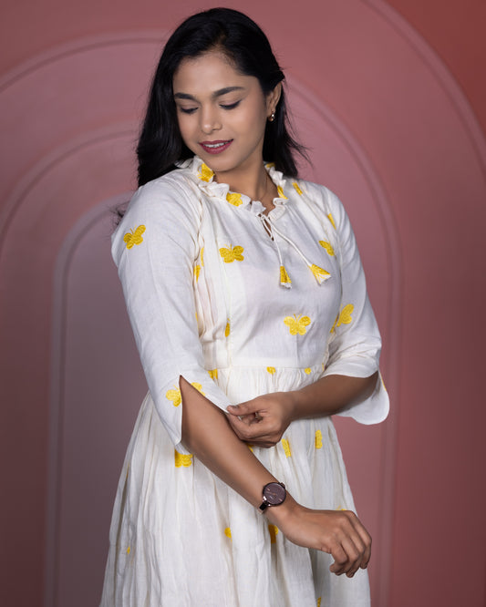 Butterfly Bliss Cream Feeding Frock