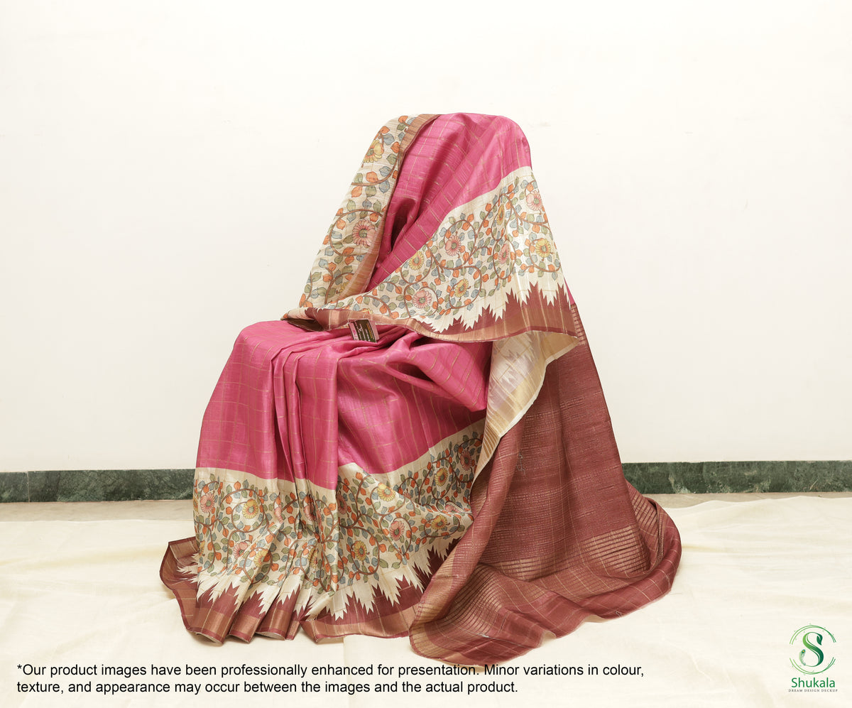 Mulberry Wine Dual-Accent Embroidered Saree