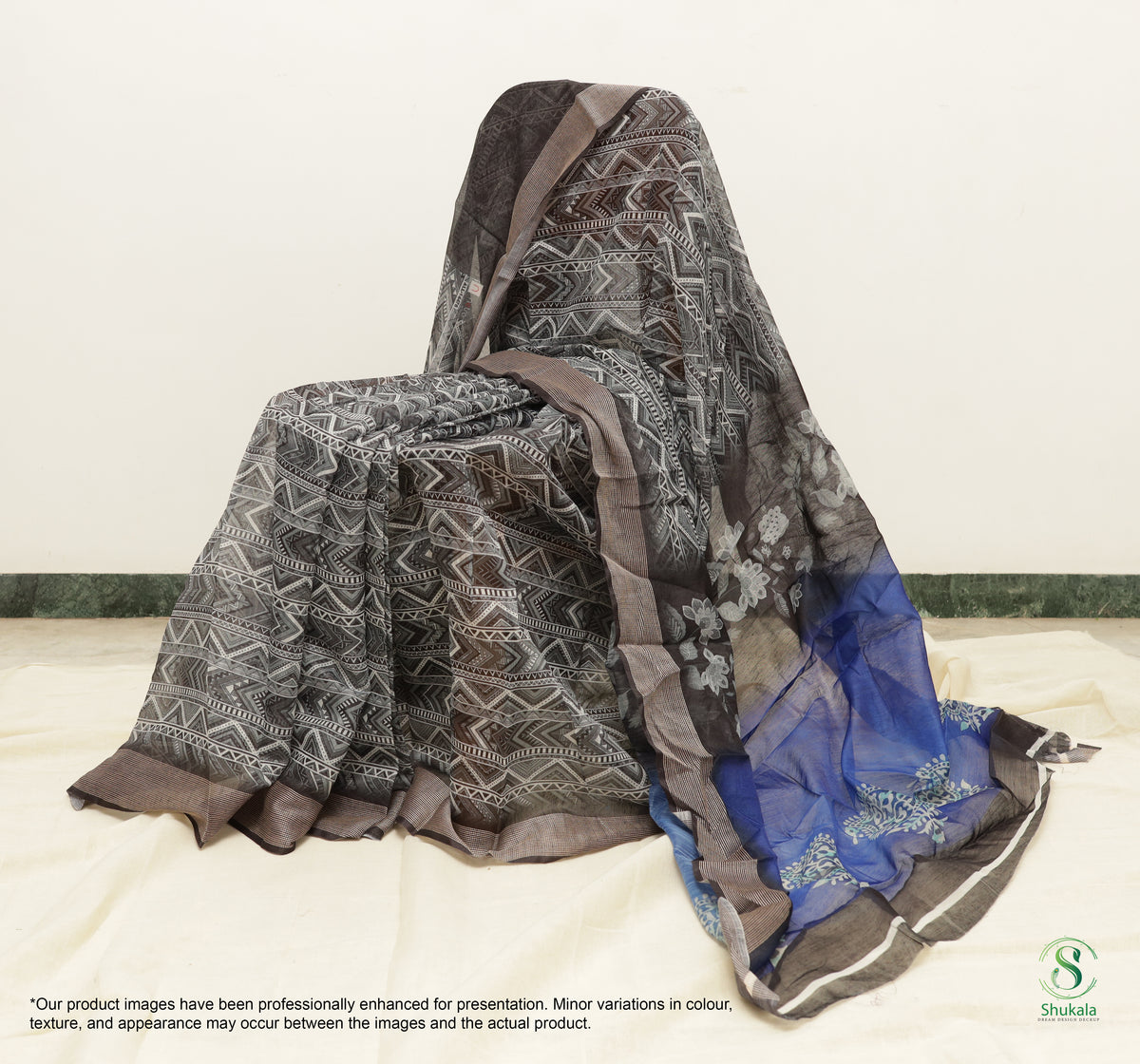 Onyx Black & Indigo Embellished Net Saree