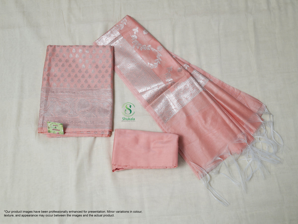 Pastel Peach Traditional Silk Salwar Suit
