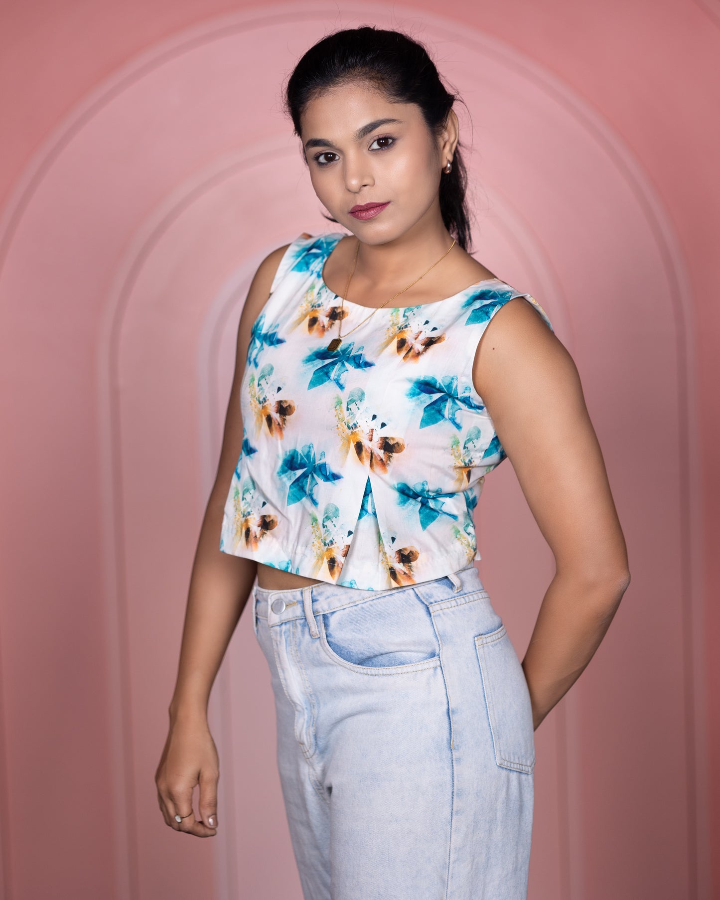 Azure Marble Essence Fleeted Top