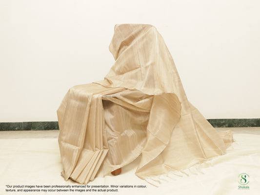 Ivory Cream Shimmer Silk Saree