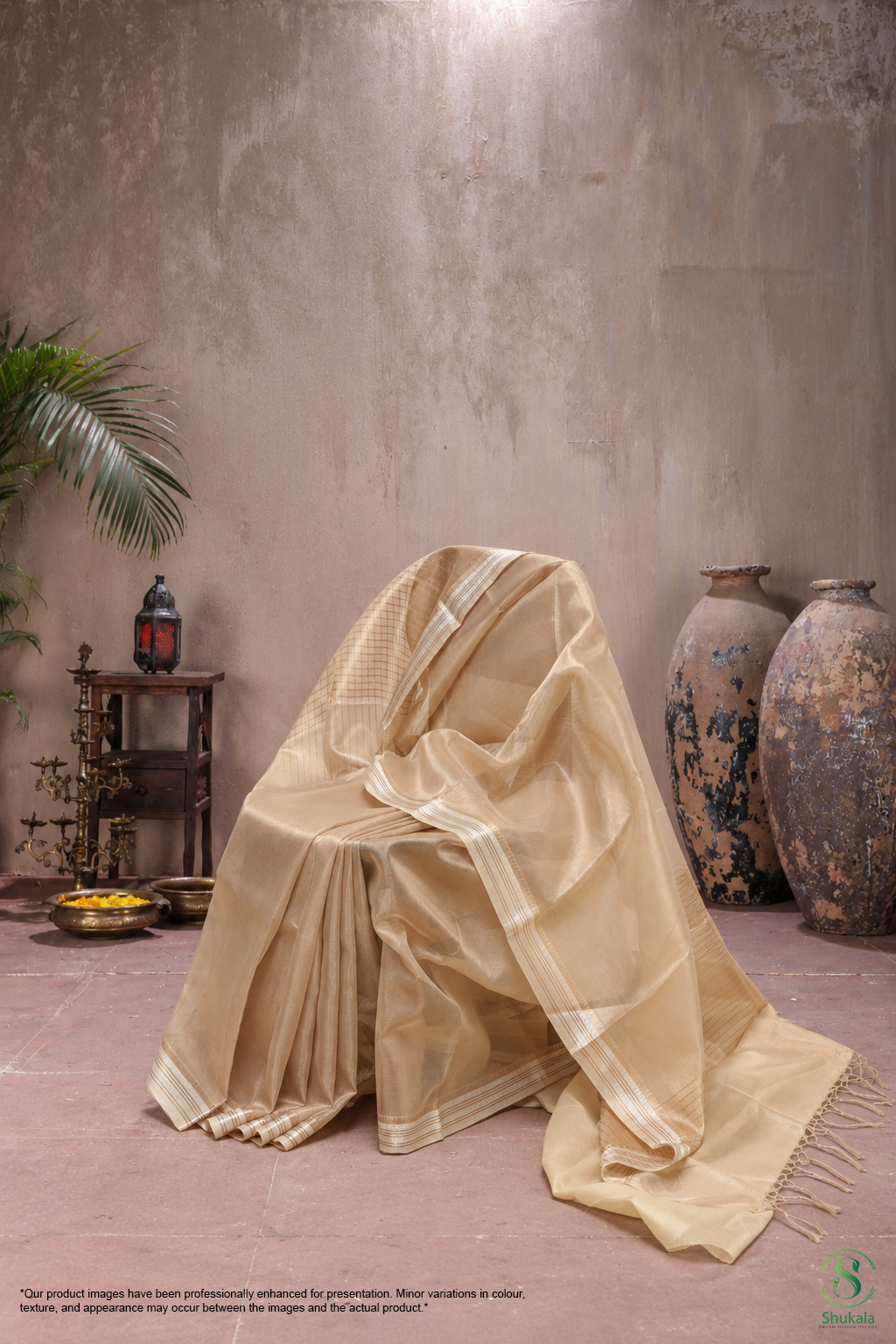 Champagne Gold Tissue Silk Saree