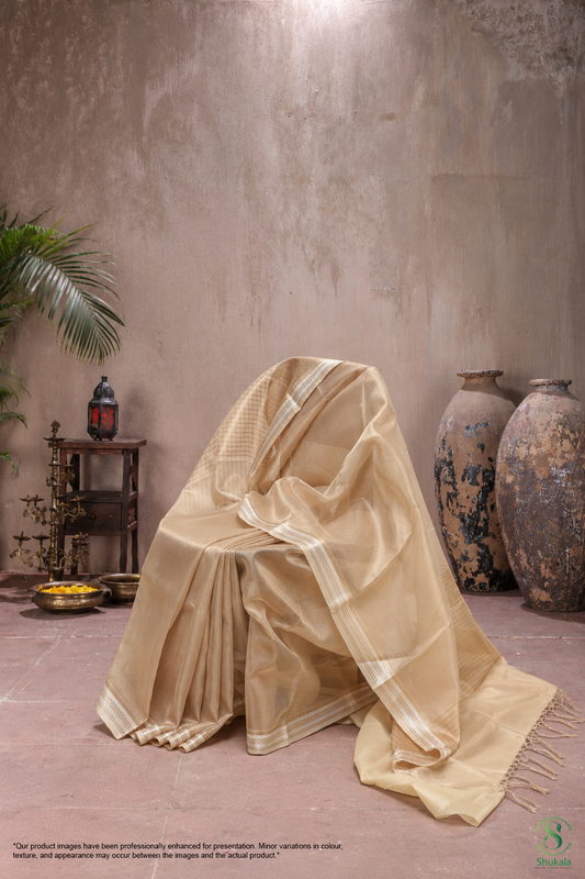 Champagne Gold Tissue Silk Saree