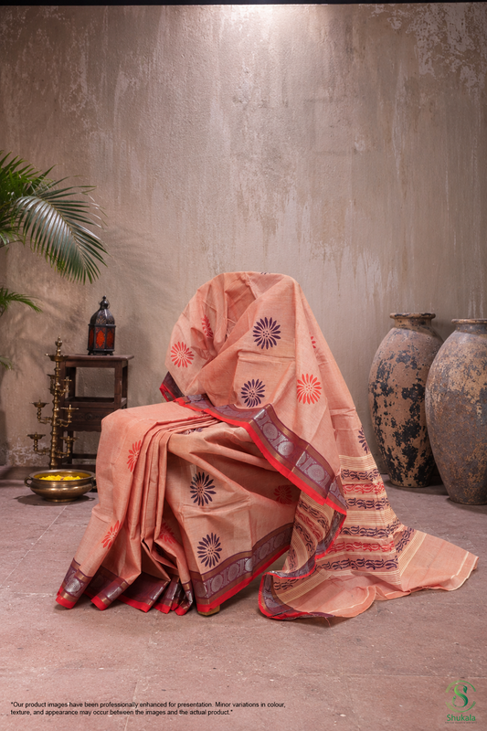 Peach Blush Chettinadu Cotton Saree