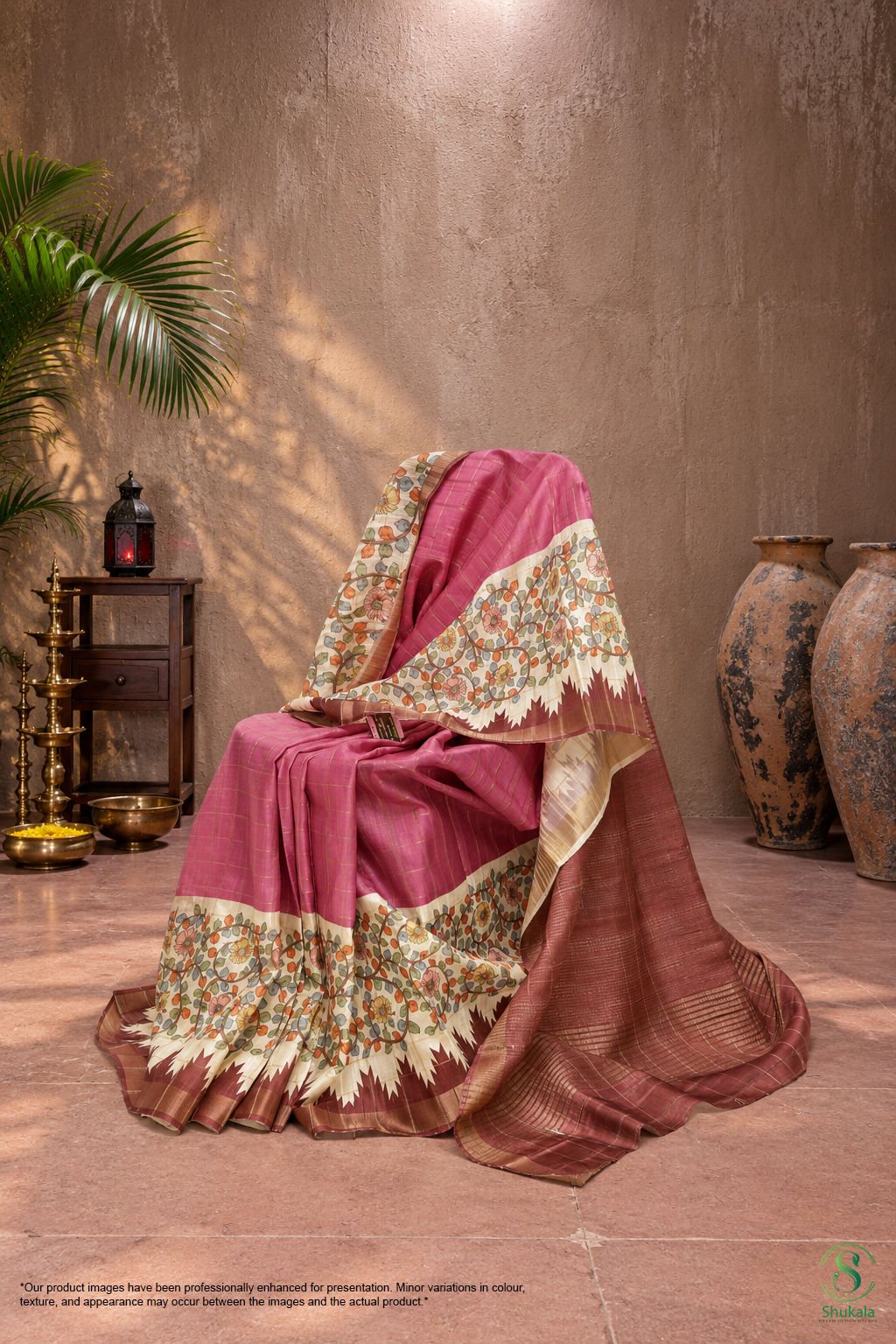 Mulberry Wine Dual-Accent Embroidered Saree