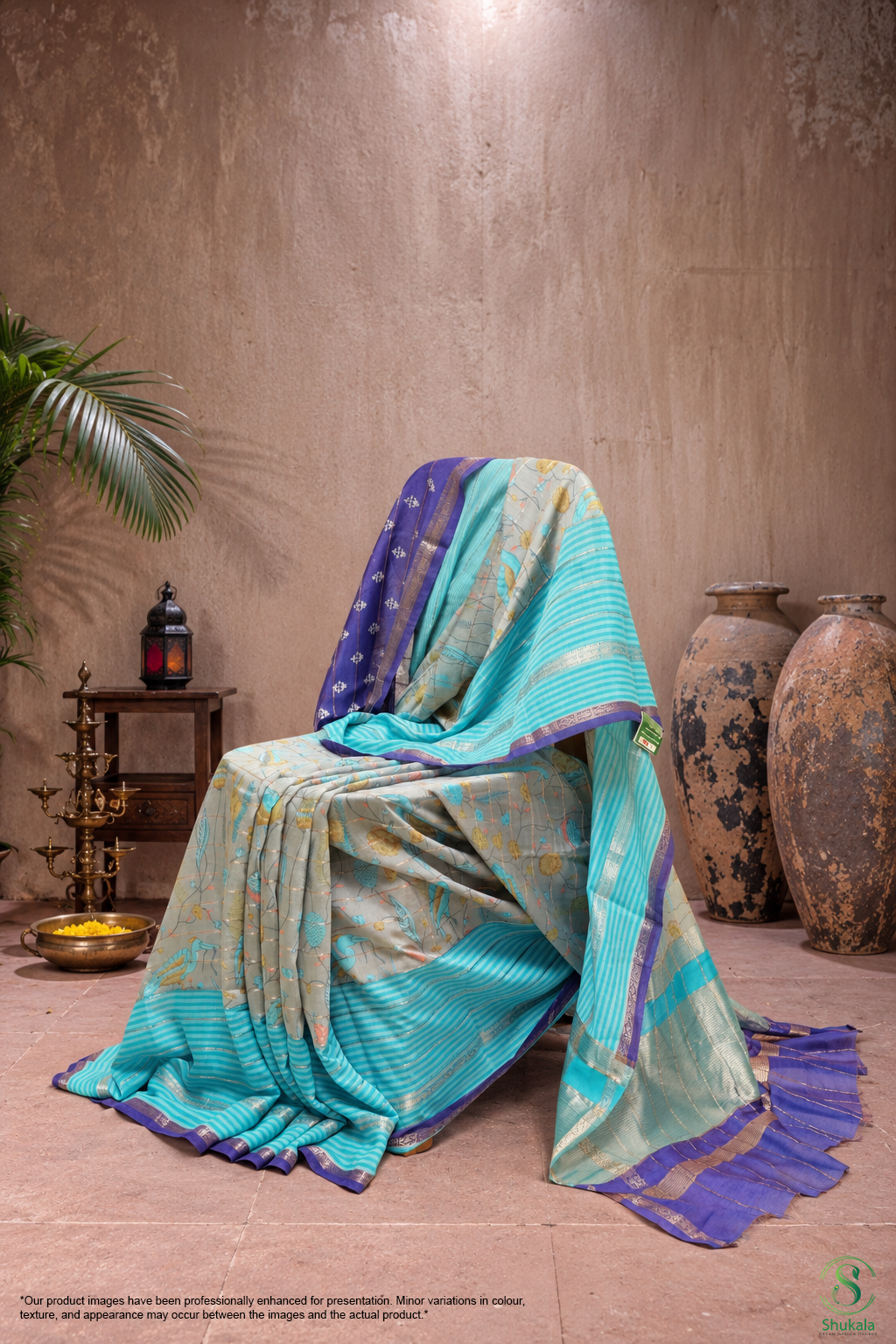 Sky & Royal Blue Ombre Saree